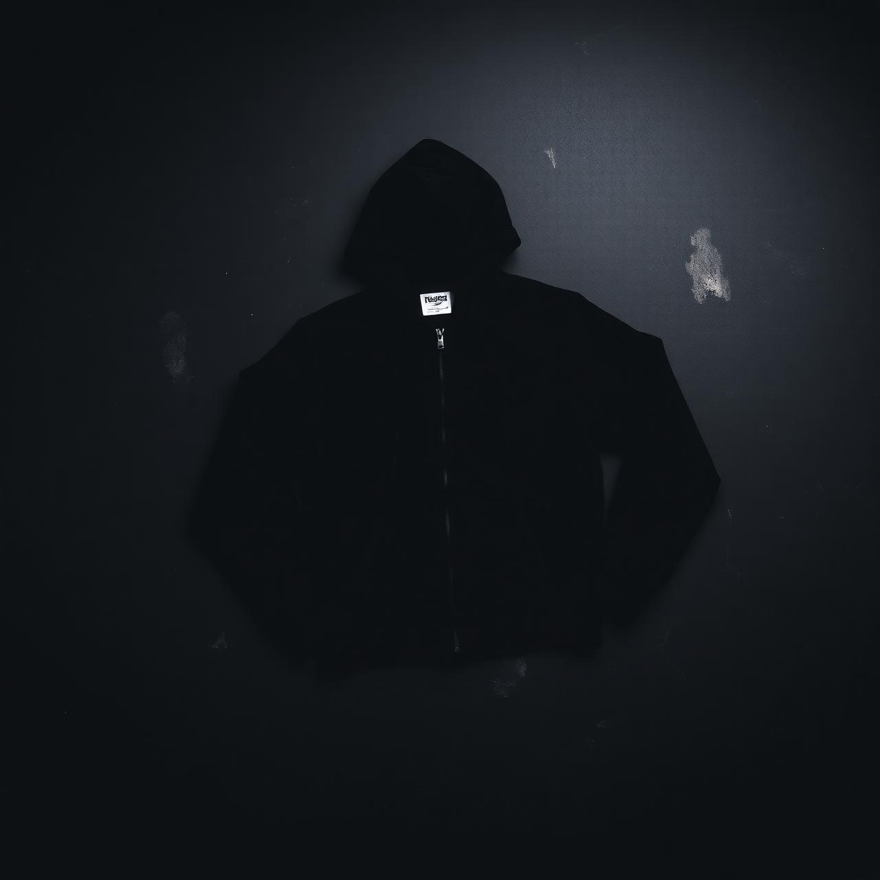 Black shiesty zip up hoodie flat lay
